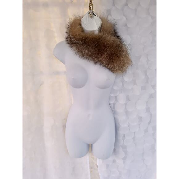 Vintage 80’s Genuine Fur Scarf Neck Warmer Collar Cream Tan Bloomingdale’s - Picture 2 of 6